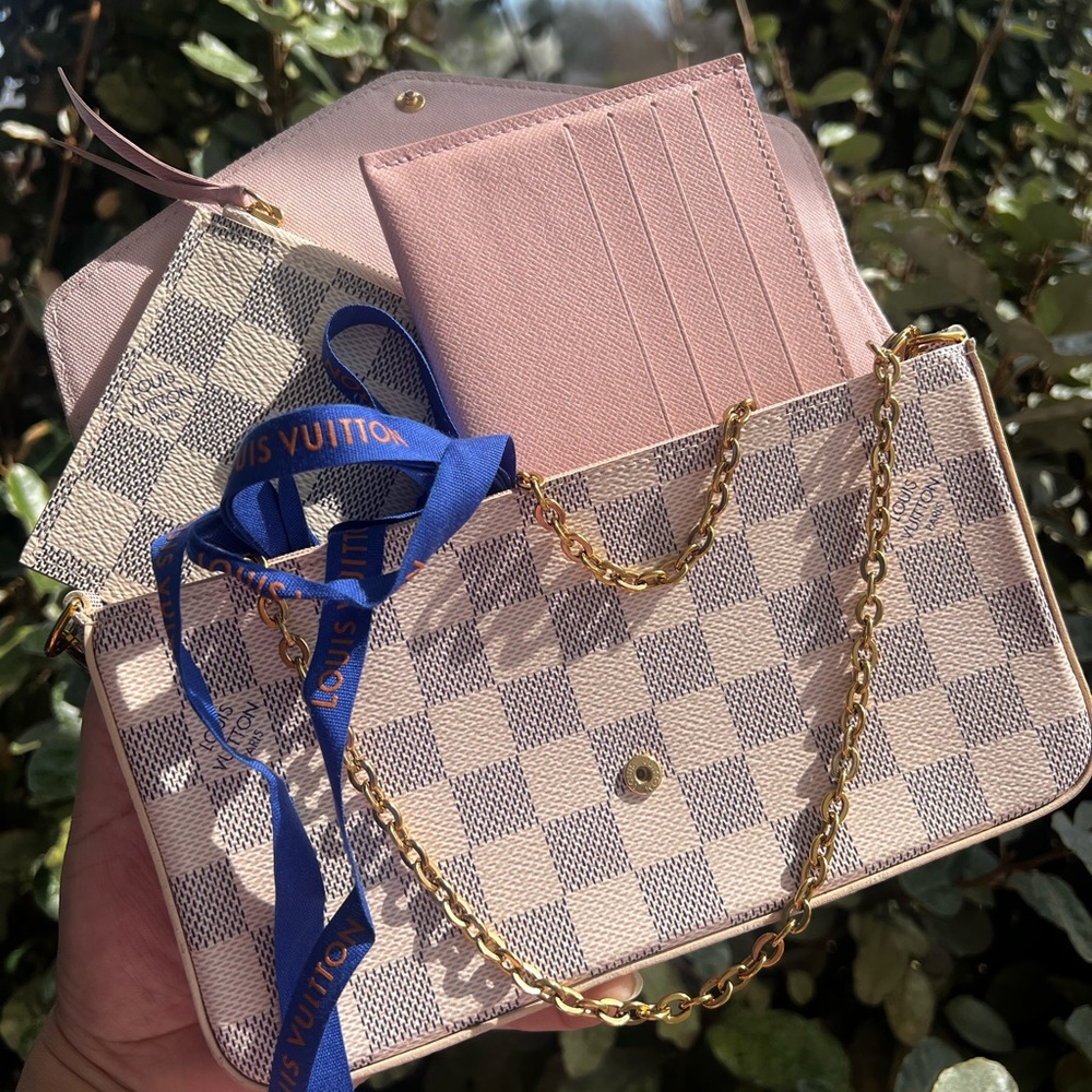 Louis Vuitton Pink and Cream Checkered Crossbody Bag